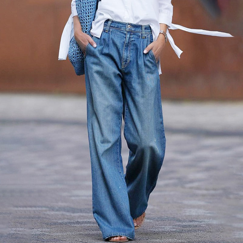 Women's Jeans Casual Wide Denim With Wide Fit
