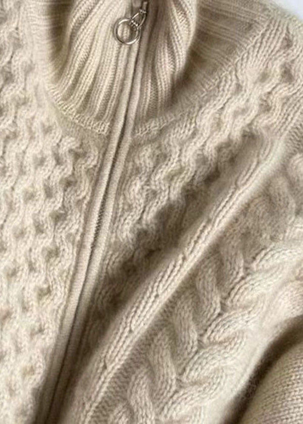Women's Knitted Jacket High Neckline