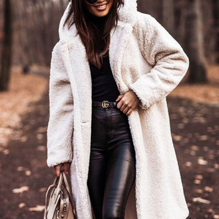 Women's Long Fluffy Jacket with hood