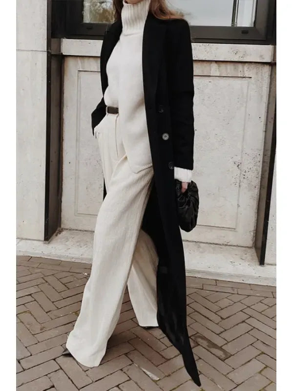 Women's Long Jacket With Double Row Of Buttons