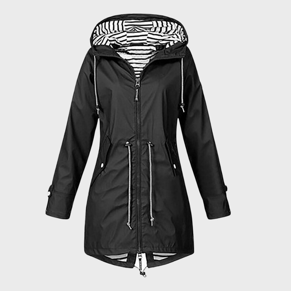 Women's Long Raincoat with Adjustable Hood