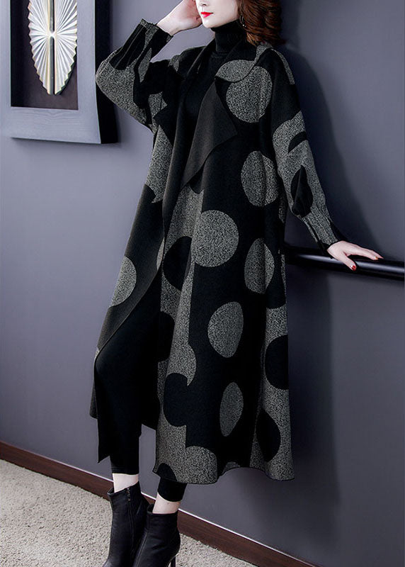 Women's Long Sleeve Loose Jacket with Patchwork and Dots