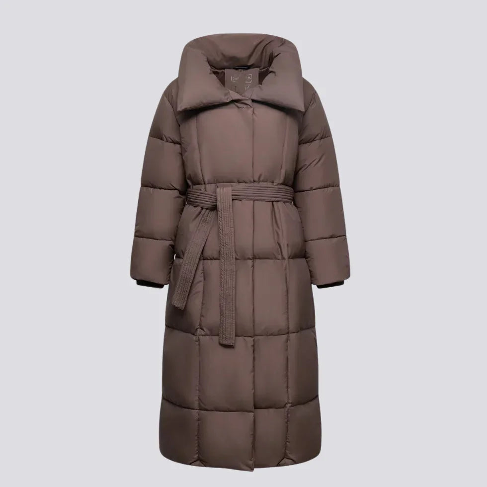 Women's Long Winter Coat with Belt