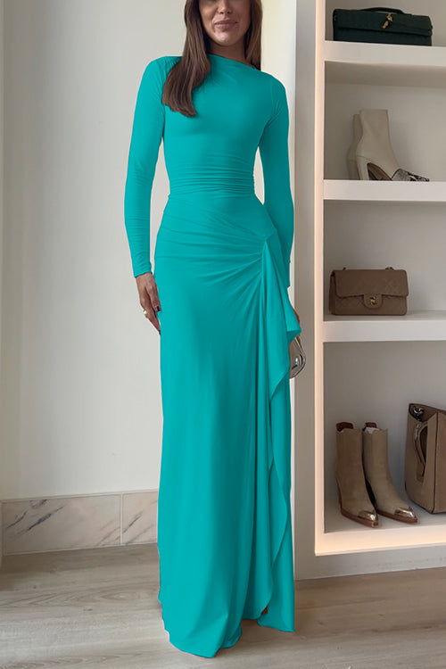 Women's Long-sleeved Maxi Party Dress with Slit