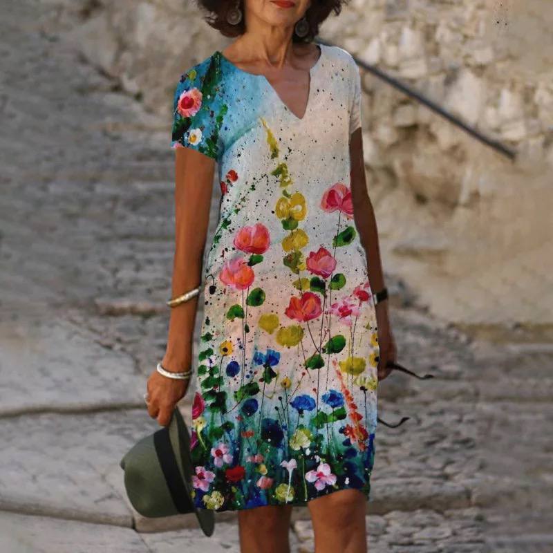 Women's Maxi Dress Floral Print Flowing Breathable Material