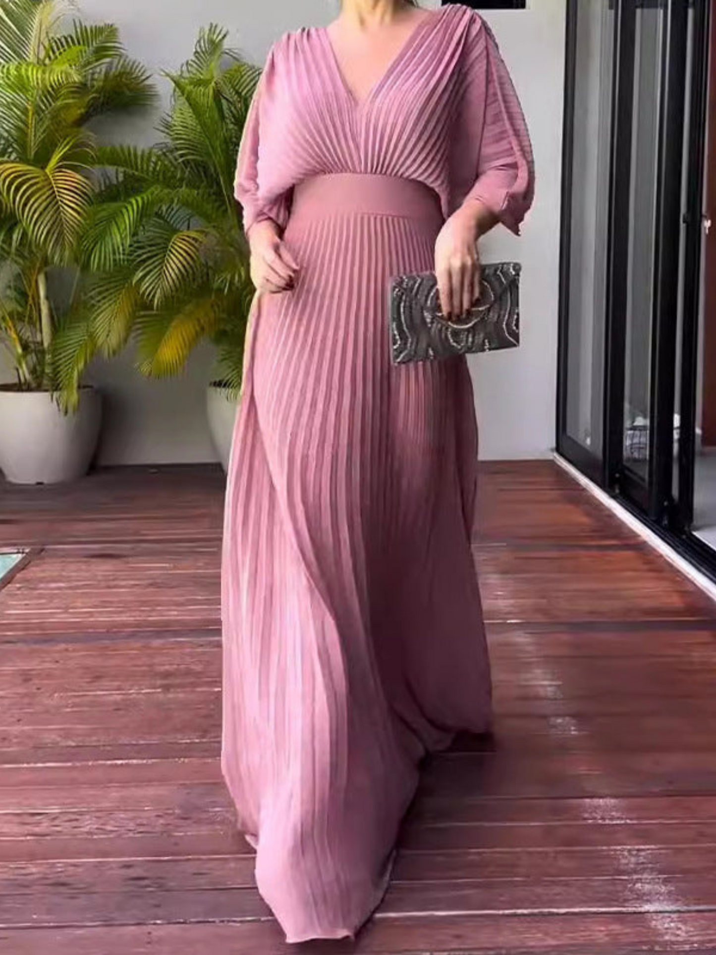 Women's Maxi Dress Pleated Polyester for Summer