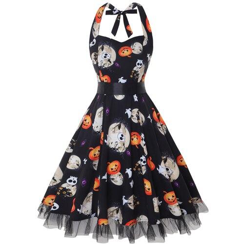Women's Midi Costume Dress with Funny Halloween Print