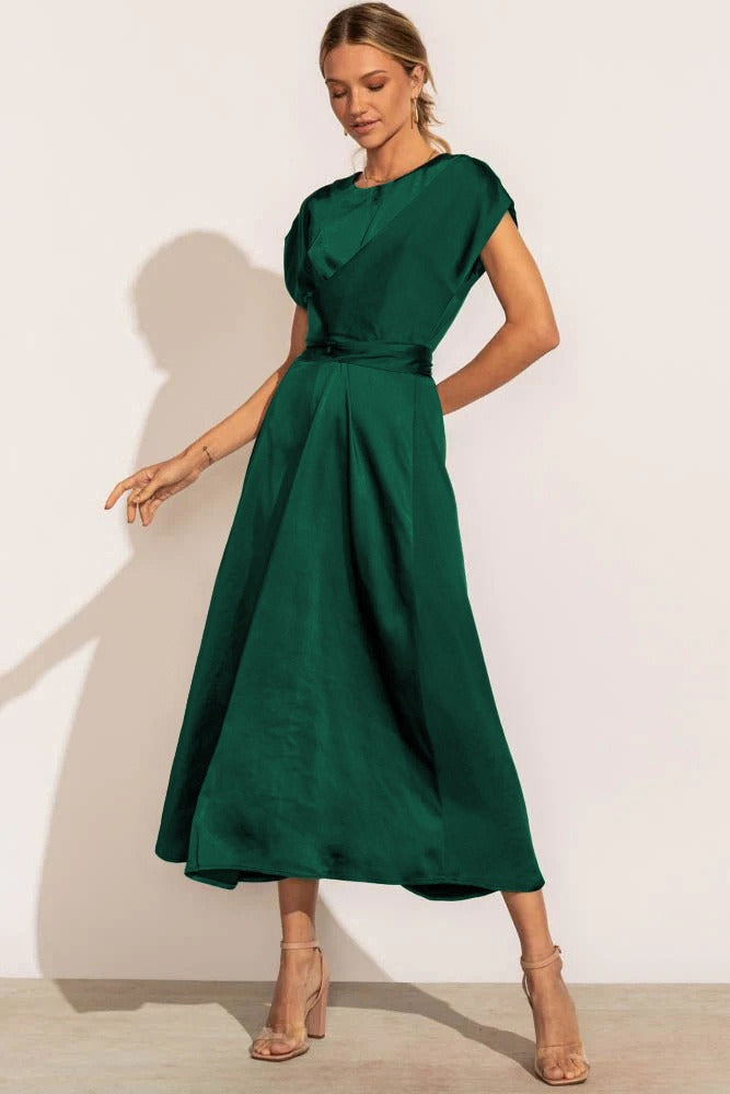 Women's Midi Evening Dress Airy With Layered Sleeves