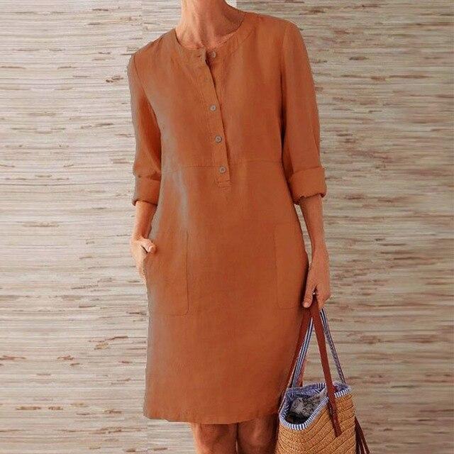 Women's Midi Summer Dress Stylish Cotton Breathable Flattering