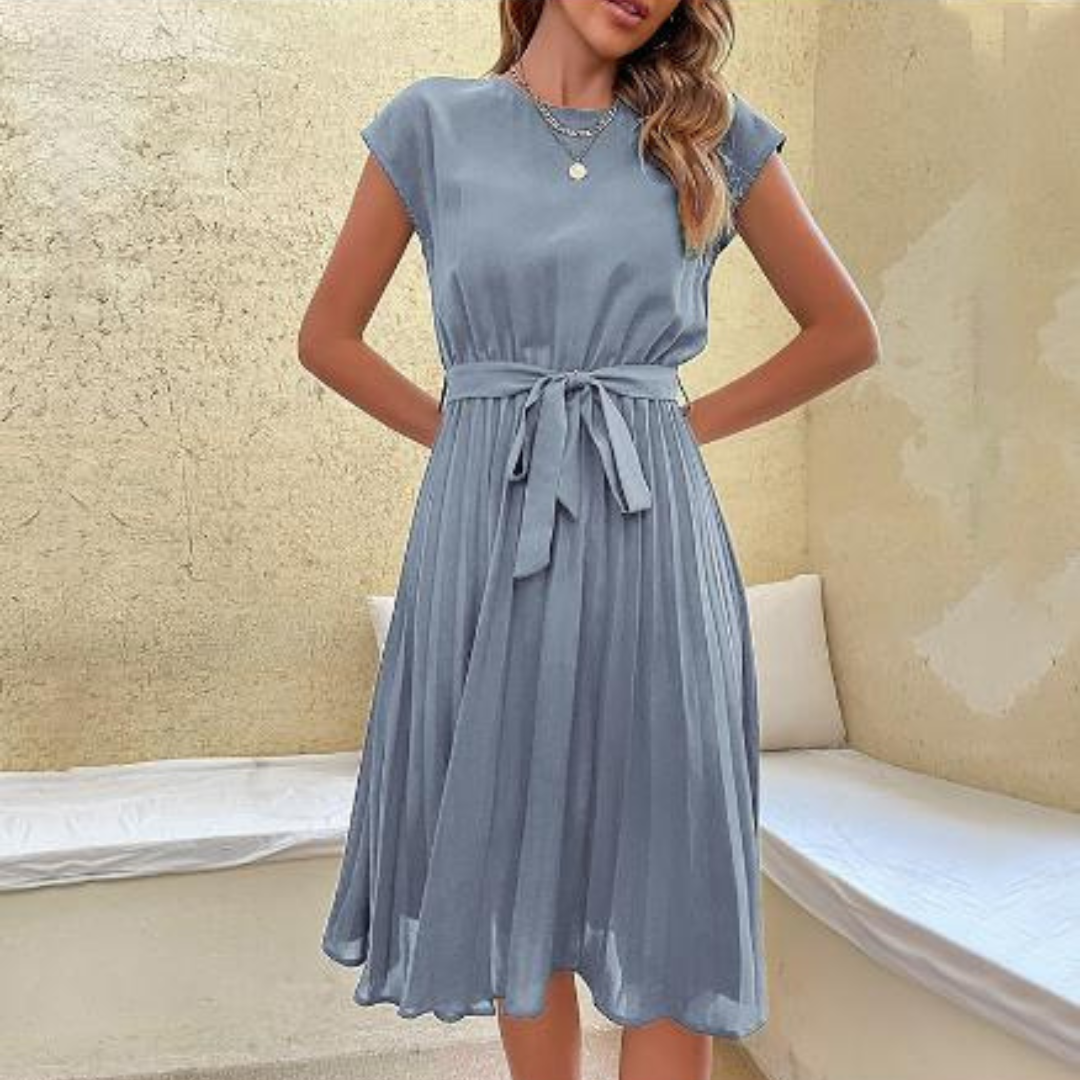 Women's Mini Dress Short Sleeve Plissé