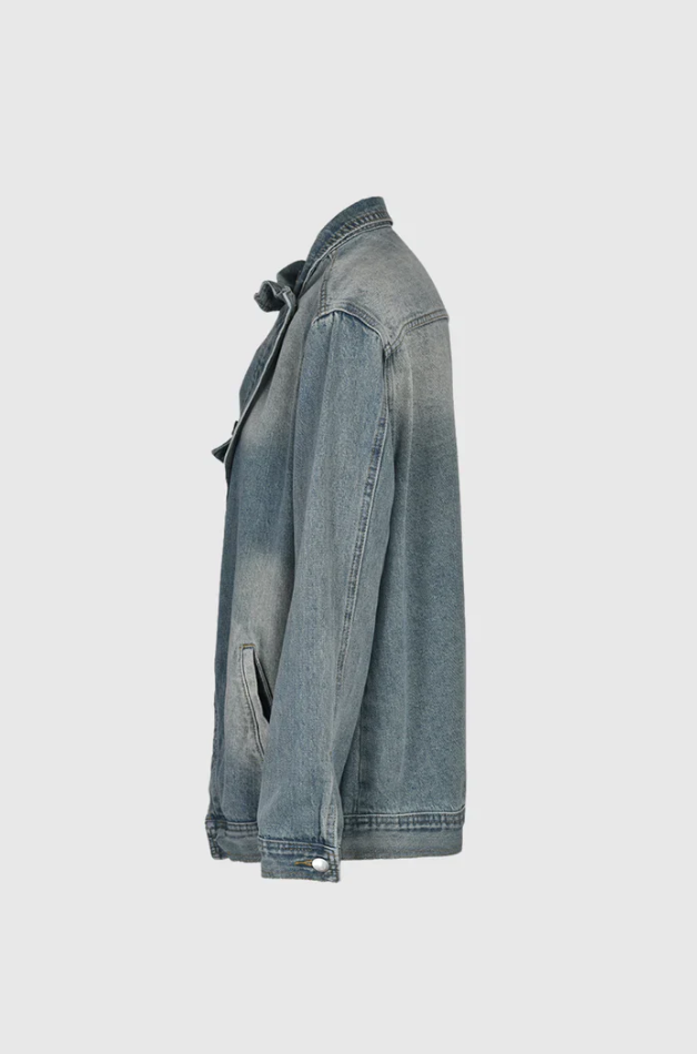 Women's Oversized Denim Jacket Asymmetric Design