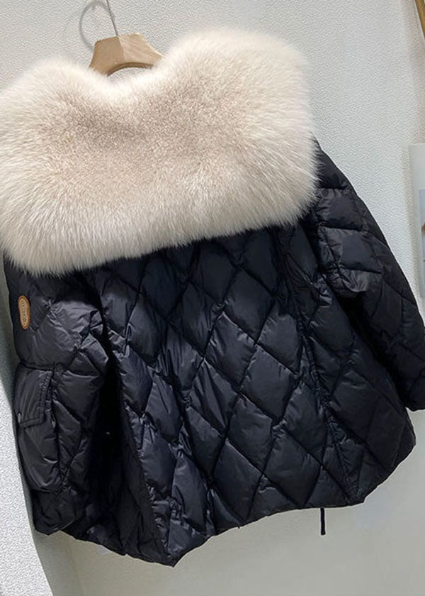 Women's Oversized Duck Down Puffer Jacket with Fur Collar