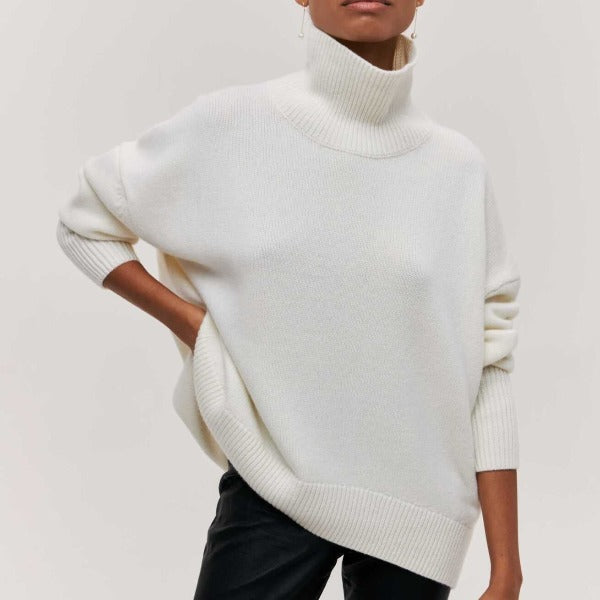 Women's Roller Collar Pullover Warm Casual Long Sweaters