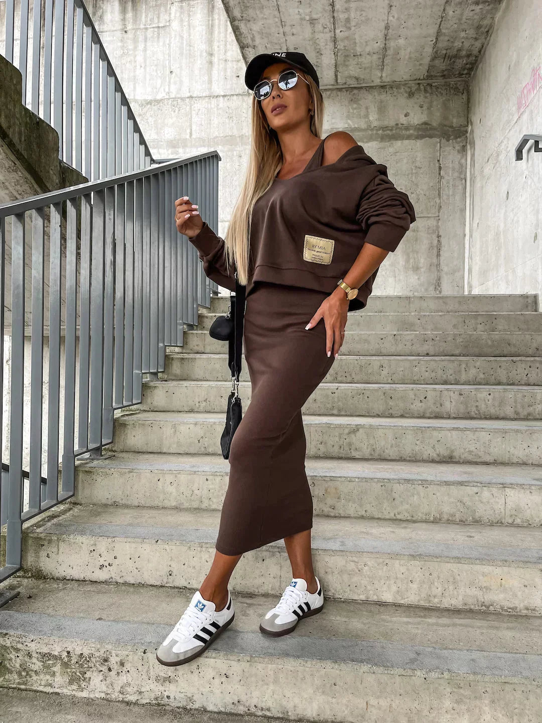 Women's Set with Dress and Knitted Sweater