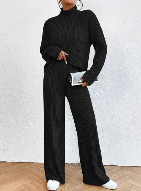 Women's Set with Roller Collar and Knitted Trousers
