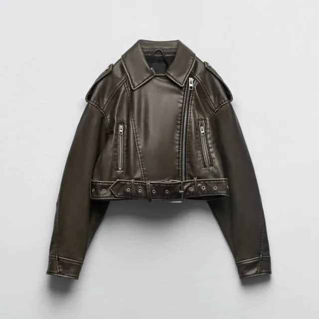 Women's Short Biker Jacket Modern Style