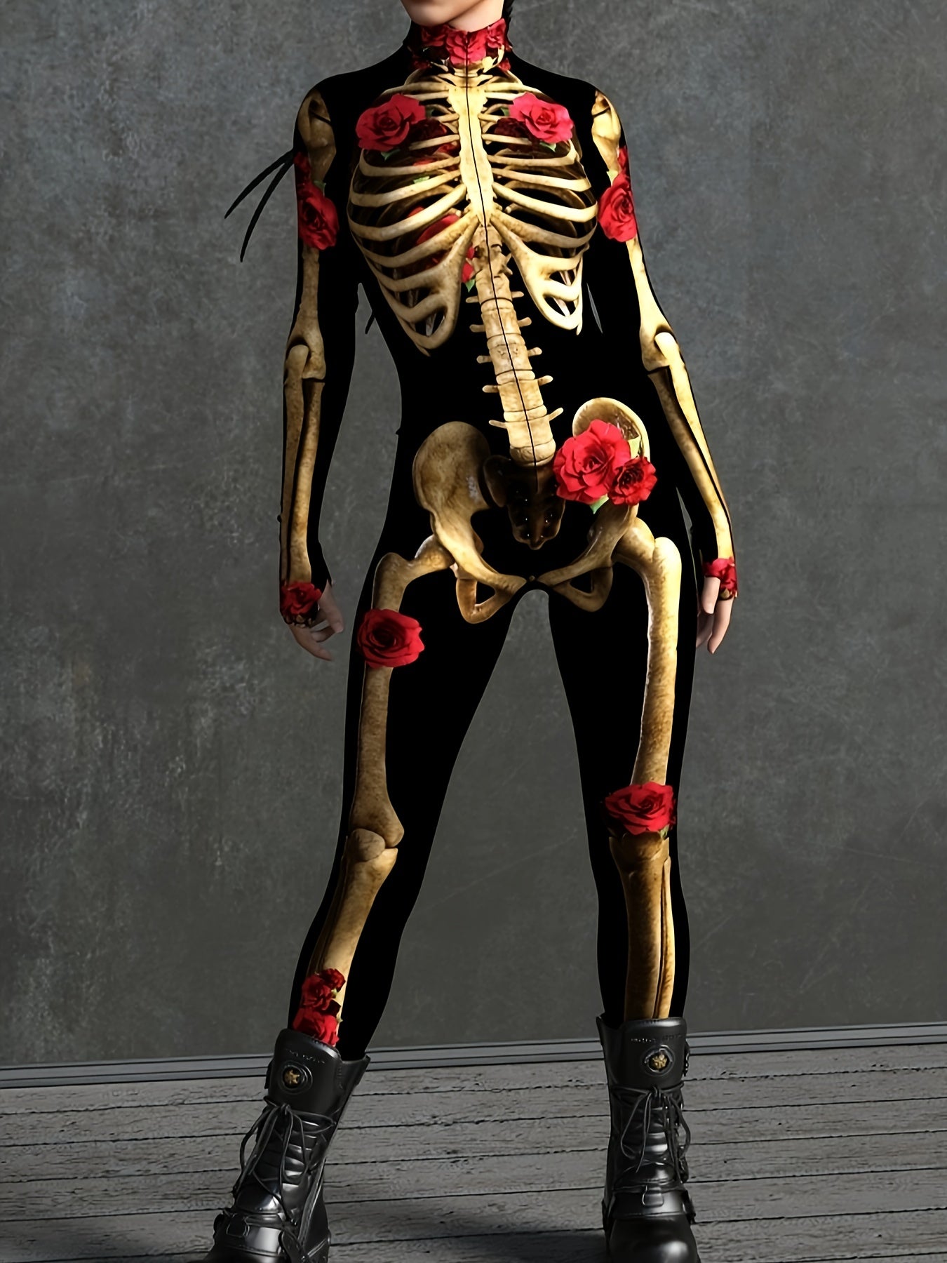 Women's Skeleton Print Jumpsuit for Halloween