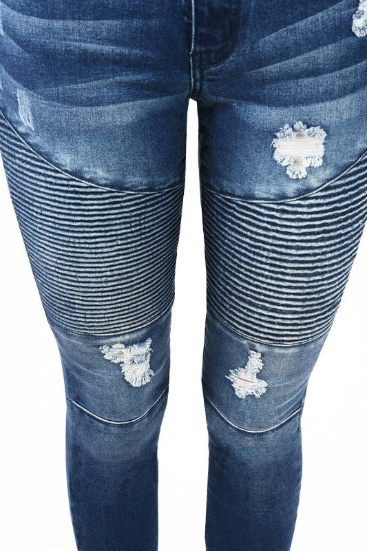 Women's Skinny Jeans High Waist Moto Denim