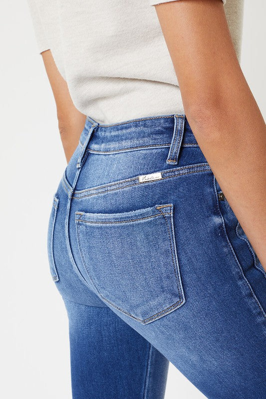 Women's Skinny Jeans High Waist with Hem Detail