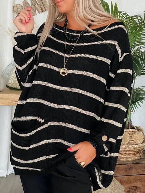 Women's Striped Sweater Comfortable Acrylic Polyester