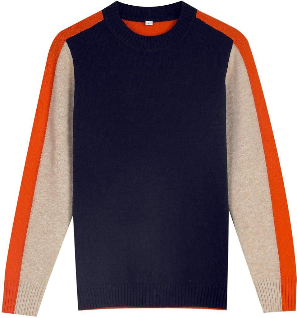 Women's Sweater Retro Stripe Navy Blue Orange