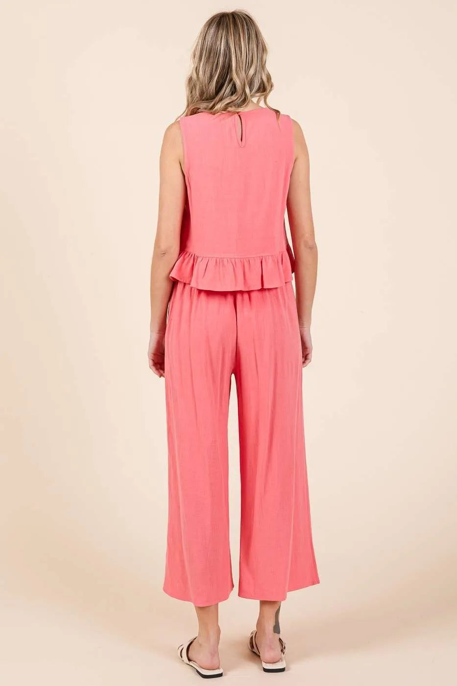 Women's Tank Top and Trousers Set with Ruffles