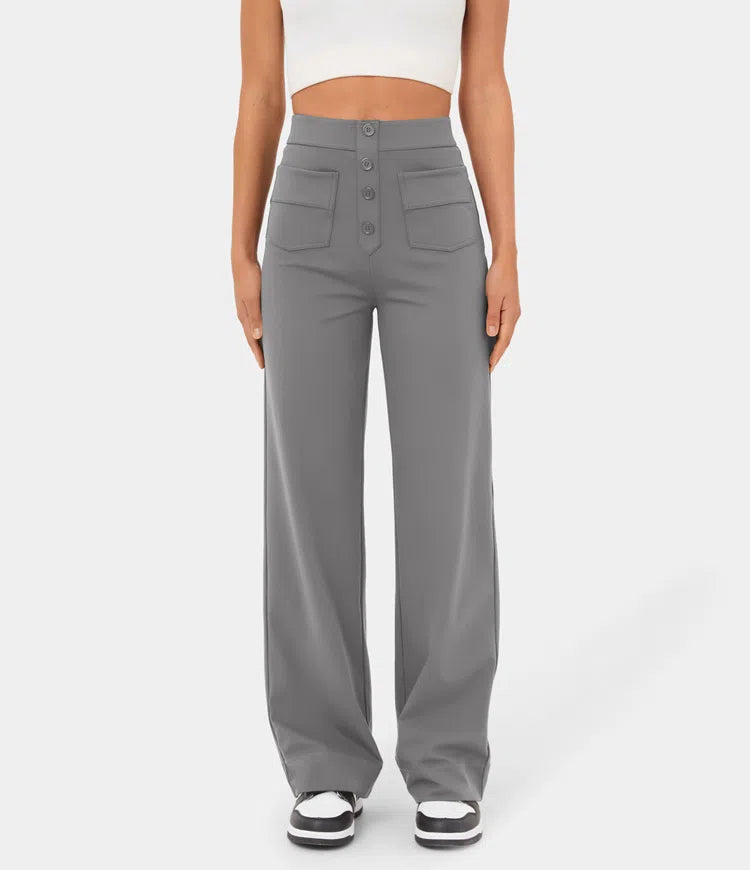 Women's Trousers with Buttons and Stylish Design