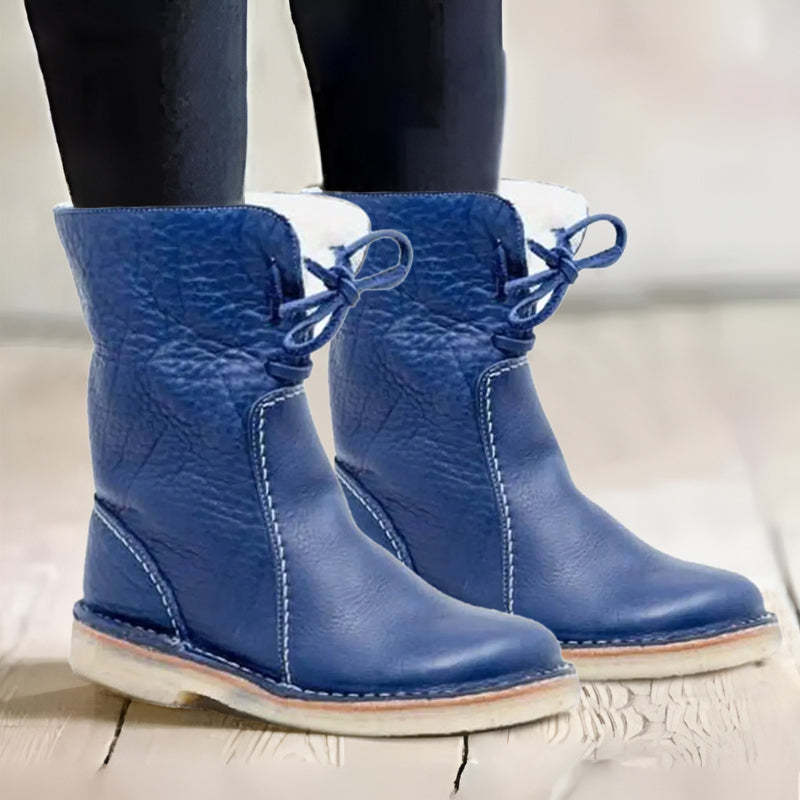 Women's Winter Boots Waterproof Leather Style with Soft Lining and Sturdy Sole