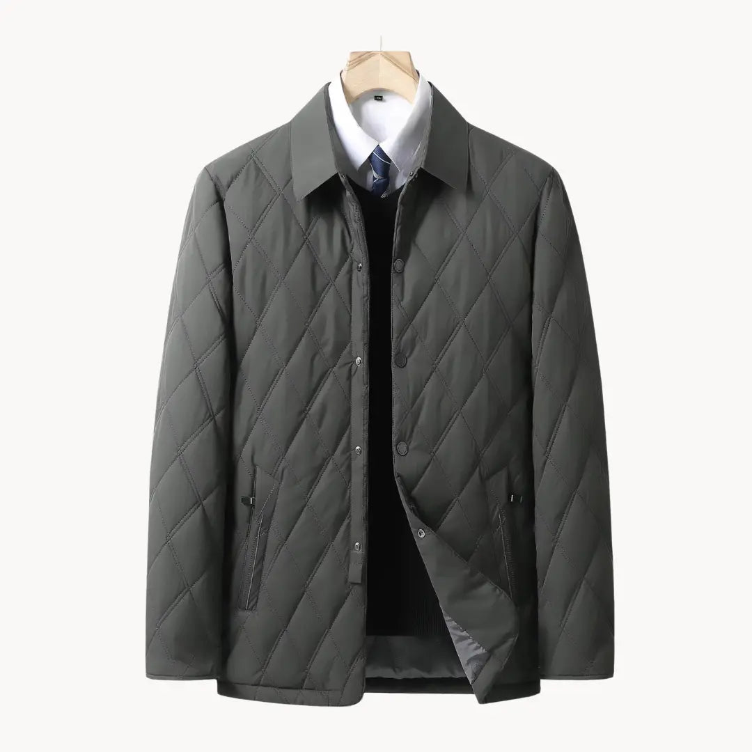 Women's Winter Jacket with Step Pattern and Water-resistant Features