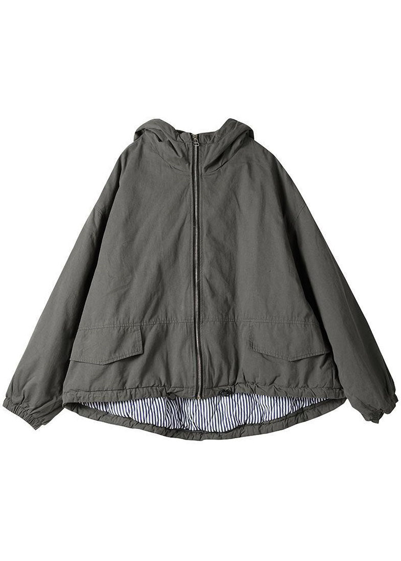 Women's hooded winter coat with drawstring