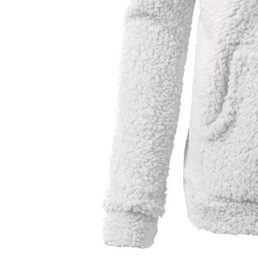 Winter fleece jacket with hood for ladies