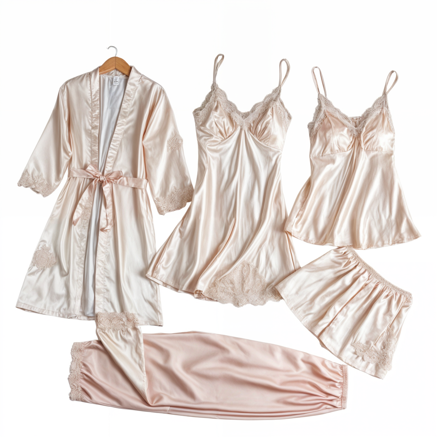 5-in-1 satin look nightwear set