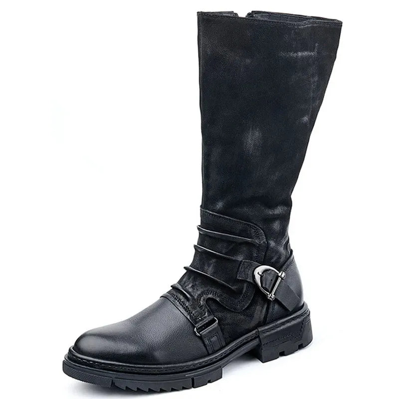 Men's High Boots Stylish Leather Style30 cm High Silhouette