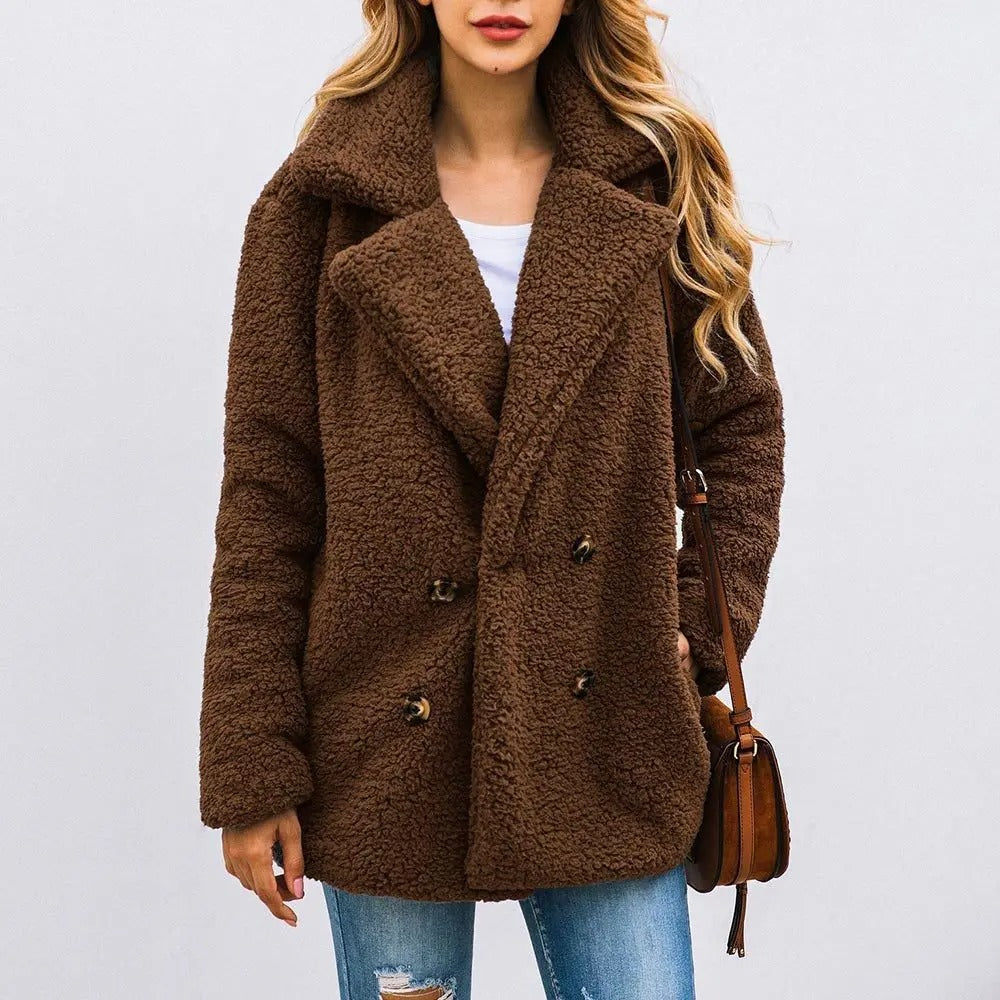 Teddy Coat with two rows of buttons for women