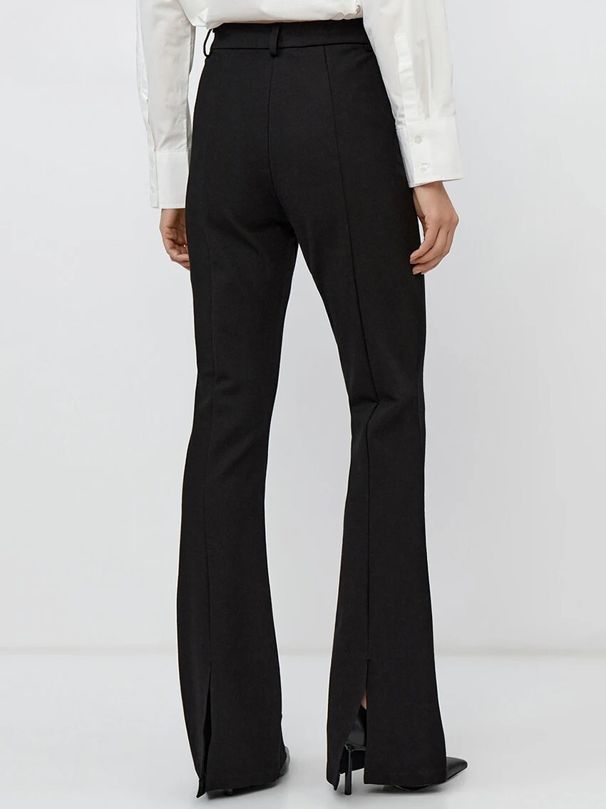High Waist Pleated Flare Trousers