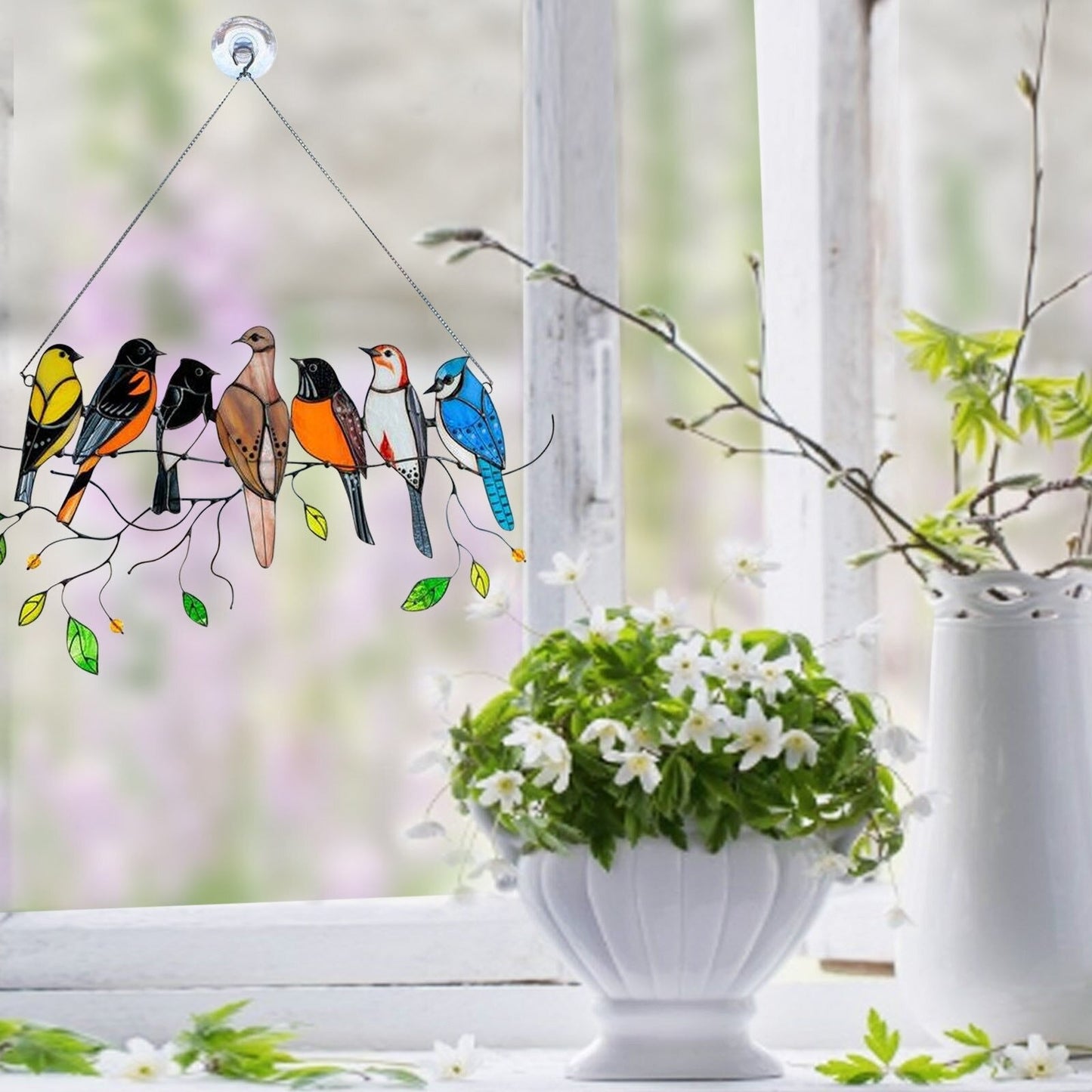 Gebrandschilderd glas vogel Suncatcher