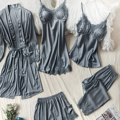 5-in-1 satin look nightwear set