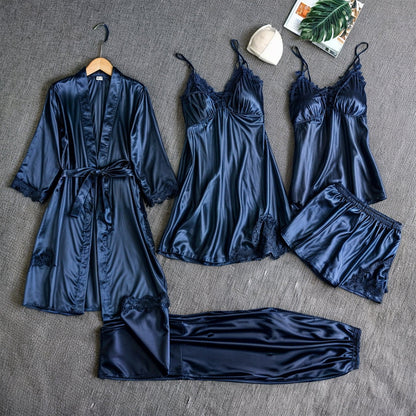 5-in-1 satin look nightwear set