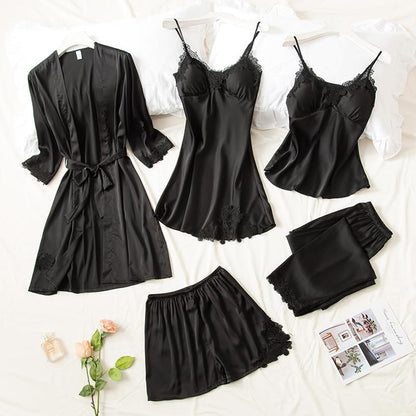 5-in-1 satin look nightwear set