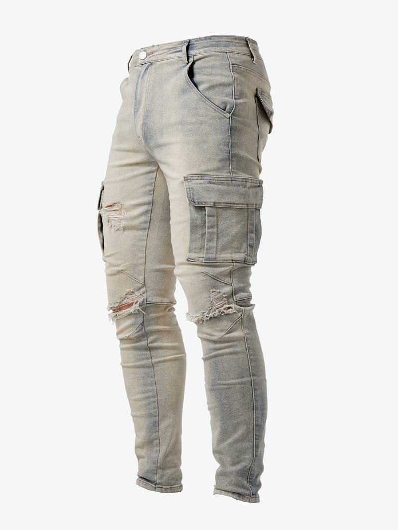 Men's Cargo Trousers Slim Fit Cotton With Practical Pockets