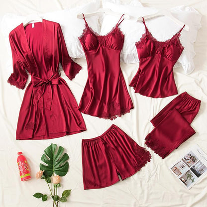 5-in-1 satin look nightwear set