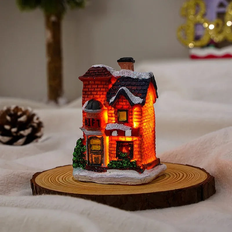 6pcs set LED Christmas scene Village houses