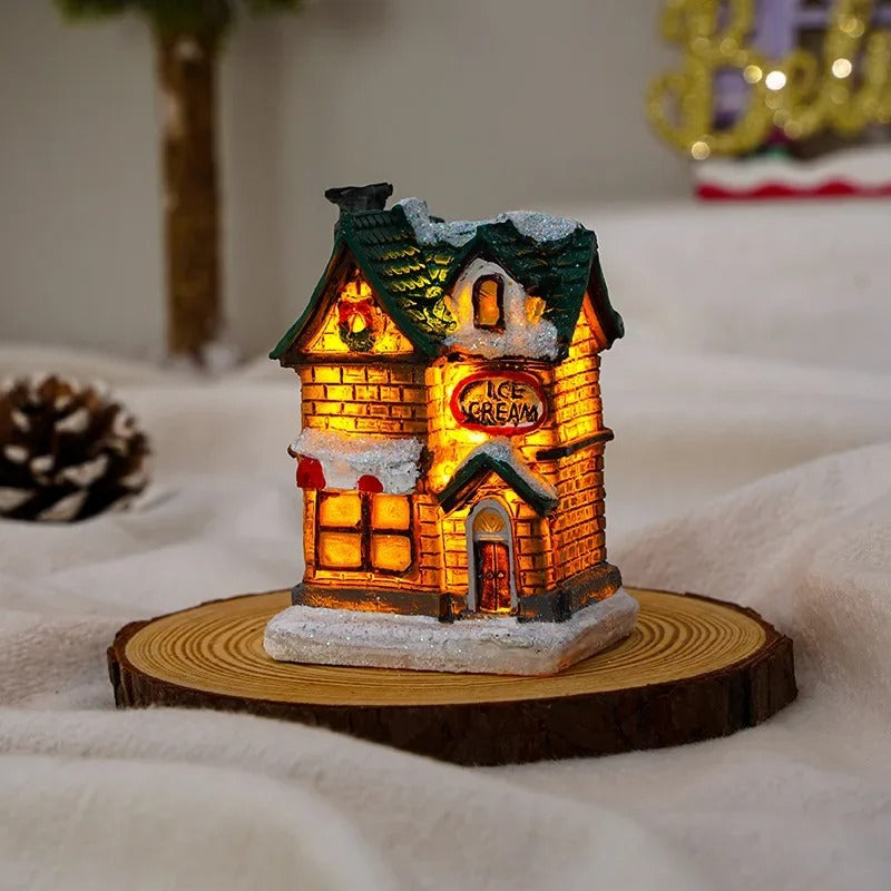 6pcs set LED Christmas scene Village houses