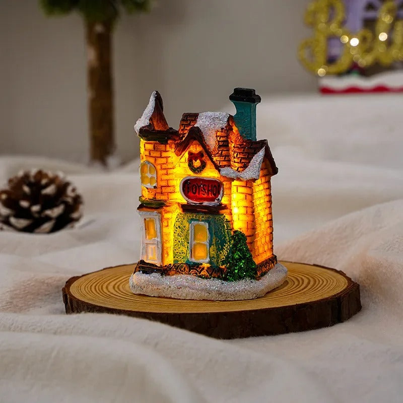 6pcs set LED Christmas scene Village houses