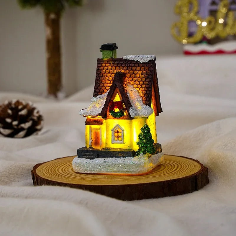 6pcs set LED Christmas scene Village houses