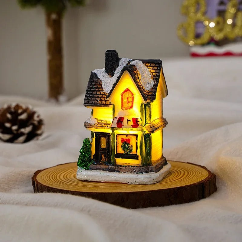 6pcs set LED Christmas scene Village houses