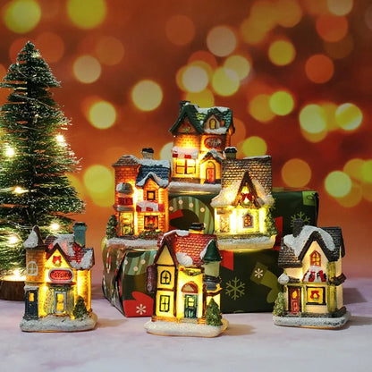 6pcs set LED Christmas scene Village houses