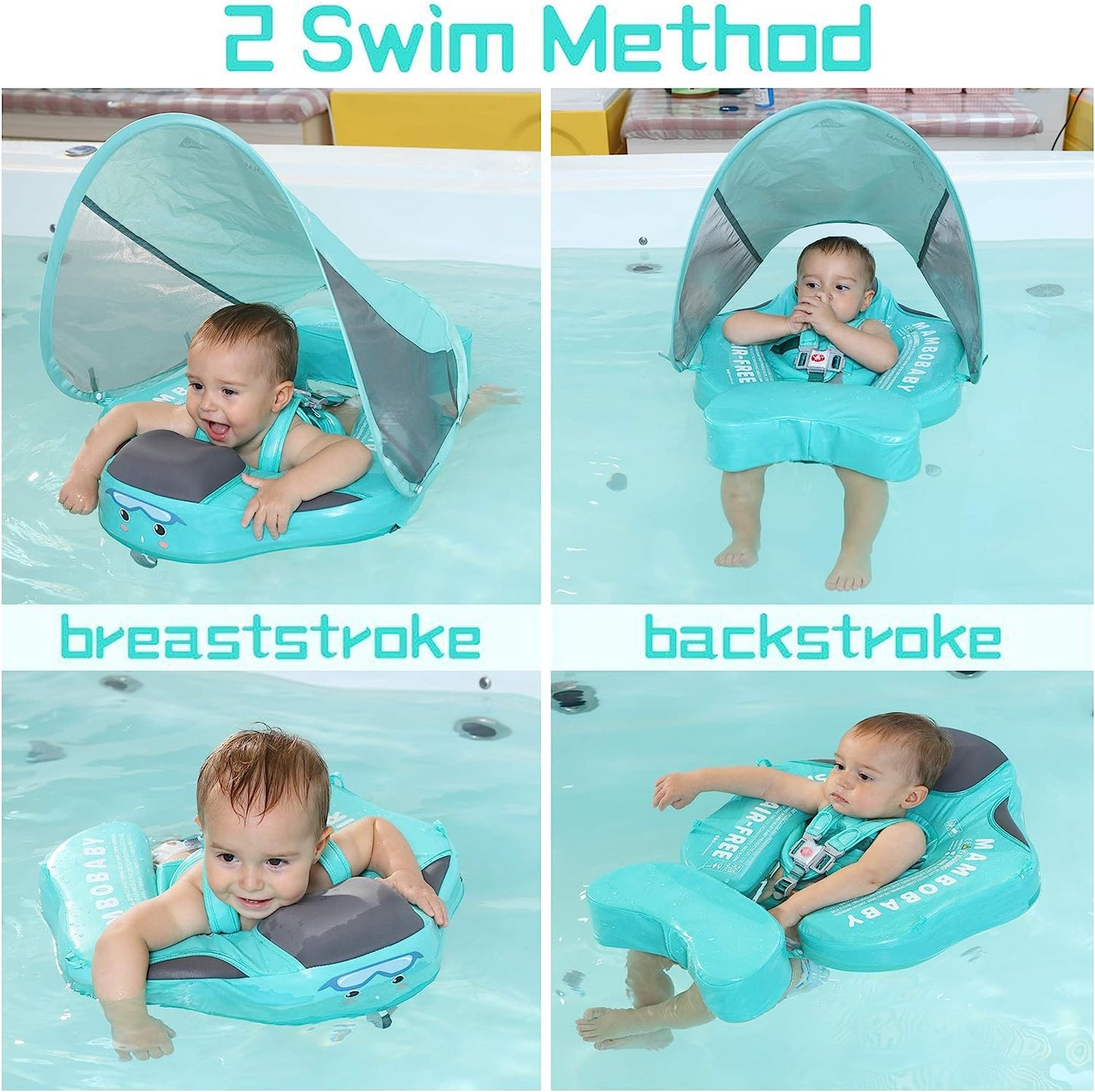 Baby Swimming Trainer 360° Protection Adjustable Safe Plastic for 3-24 Months