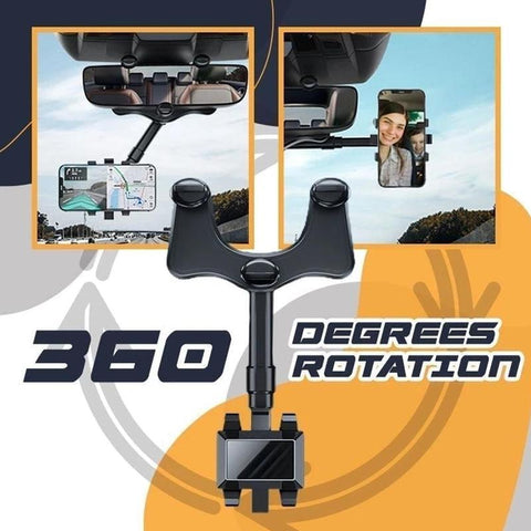 Adjustable Car Phone Holder Black 360° Rotation Plastic