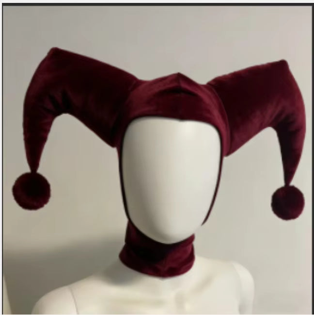 Adult Jester Hat Cosplay Black and Red Costume Accessory 8